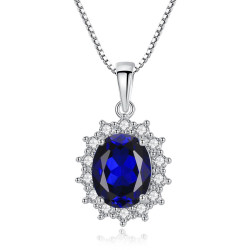 Monemel Big Blue Swarovski   Special Design Long Chain Necklace